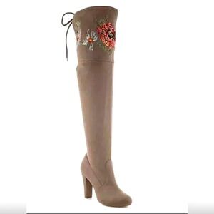 ZIGI SOHO Womens Bryna Round Toe Thigh-High Boots Floral Design Size 6.5-7.
